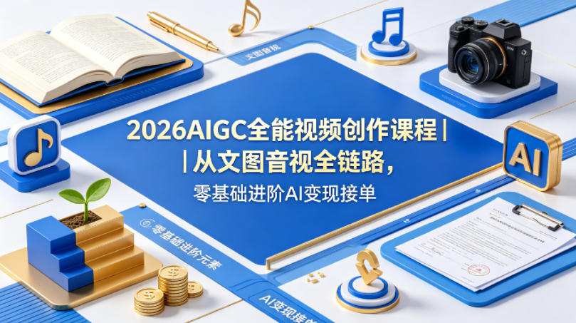 2026AIGC全能视频创作课程｜从文图音视全链路，零基础进阶AI变现接单米创网-专注分享副业落地实操课程 – 全网首发_高质量项目输出远创网