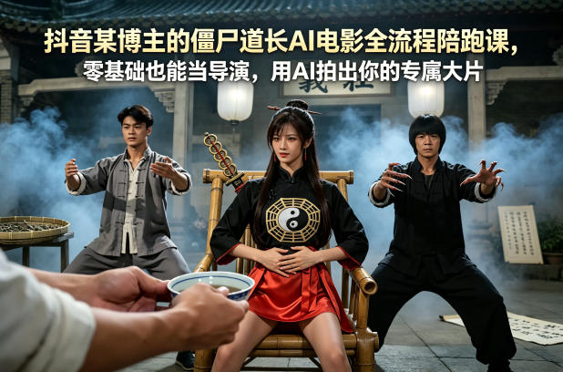抖音某博主的僵尸道长AI电影全流程陪跑课，零基础也能当导演，用AI拍出你的专属大片米创网-专注分享副业落地实操课程 – 全网首发_高质量项目输出远创网