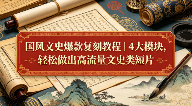 国风文史爆款复刻教程｜4大模块，轻松做出高流量文史类短片米创网-专注分享副业落地实操课程 – 全网首发_高质量项目输出远创网