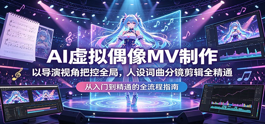 AI虚拟偶像MV制作：以导演视角把控全局，人设词曲分镜剪辑全精通米创网-专注分享副业落地实操课程 – 全网首发_高质量项目输出远创网