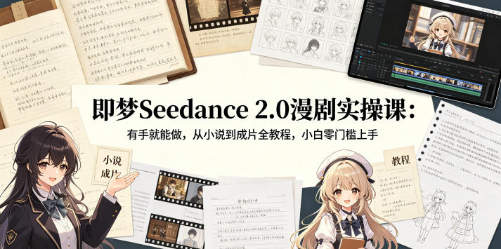 即梦Seedance 2.0漫剧实操课：有手就能做，从小说到成片全教程，小白零门槛上手米创网-专注分享副业落地实操课程 – 全网首发_高质量项目输出远创网