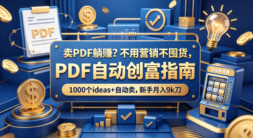 卖PDF躺賺？不用营销不囤货，PDF自动创富指南，1000个ideas+自动卖，新手月入9k刀【原创双语字幕】米创网-专注分享副业落地实操课程 – 全网首发_高质量项目输出远创网