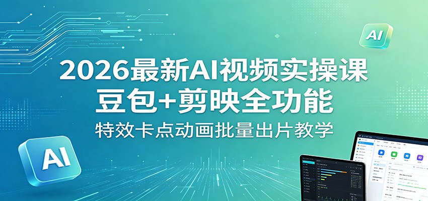 2026最新AI视频实操课：豆包+剪映全功能，特效卡点动画批量出片教学米创网-专注分享副业落地实操课程 – 全网首发_高质量项目输出远创网