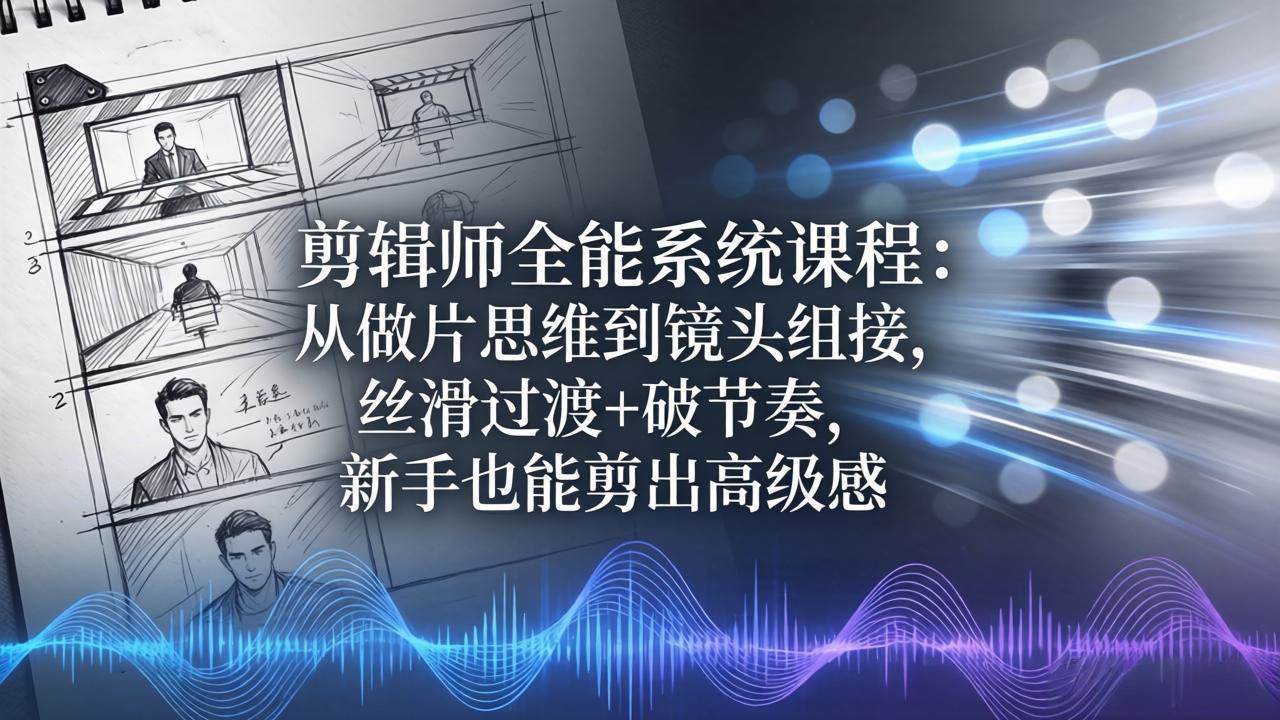 （18260期）剪辑师全能系统课程：从做片思维到镜头组接，丝滑过渡+破节奏，新手也能剪出高级感米创网-专注分享副业落地实操课程 – 全网首发_高质量项目输出远创网