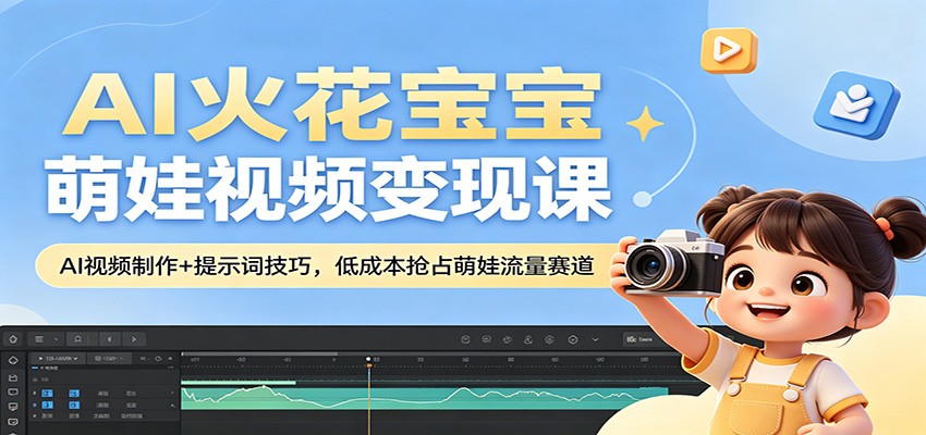 AI火花宝宝萌娃视频变现课：AI视频制作+提示词技巧，低成本抢占萌娃流量赛道米创网-专注分享副业落地实操课程 – 全网首发_高质量项目输出远创网