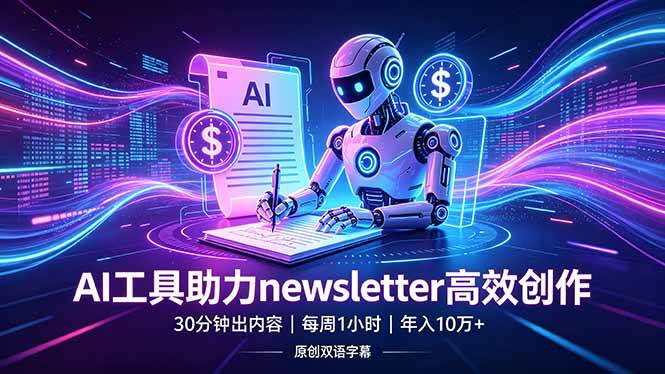 （18279期）做newsletter怕费时间？AI工具帮你30分钟出内容，每周1小时，年入10万+【原创双语字幕】米创网-专注分享副业落地实操课程 – 全网首发_高质量项目输出远创网