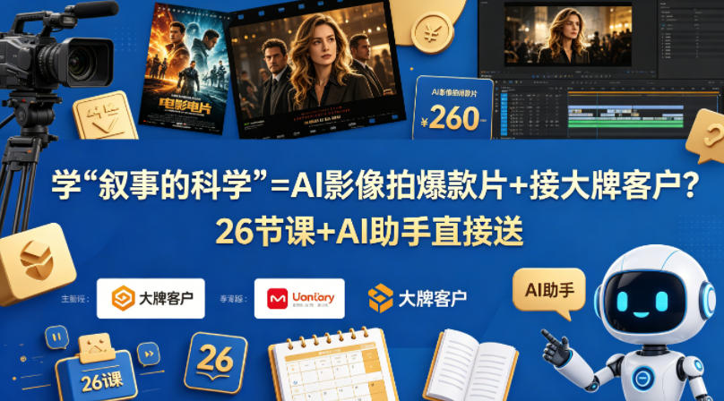 学《叙事的科学》=AI影像拍爆款片+接大牌客户？26节课+AI助手直接送【原创双语字幕】米创网-专注分享副业落地实操课程 – 全网首发_高质量项目输出远创网