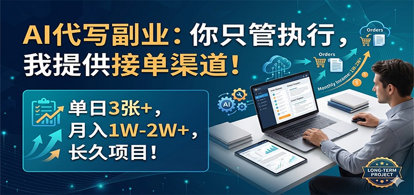 AI代写副业：你只管执行，我提供接单渠道！单日3张+，月入1W-2W+，长久项目米创网-专注分享副业落地实操课程 – 全网首发_高质量项目输出远创网