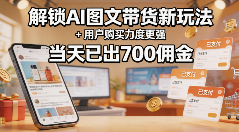 解锁ai图文带货新玩法+用户购买力度更强，当天已出700佣金，详细拆解米创网-专注分享副业落地实操课程 – 全网首发_高质量项目输出远创网