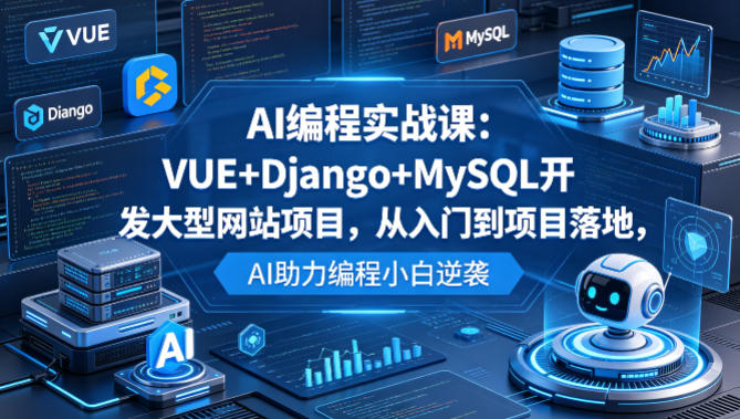 AI编程实战课：VUE+Django+MySQL开发大型网站项目，从入门到项目落地，AI助力编程小白逆袭米创网-专注分享副业落地实操课程 – 全网首发_高质量项目输出远创网