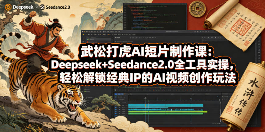武松打虎AI短片制作课：Deepseek+Seedance2.0全工具实操，轻松解锁经典IP的AI视频创作玩法米创网-专注分享副业落地实操课程 – 全网首发_高质量项目输出远创网