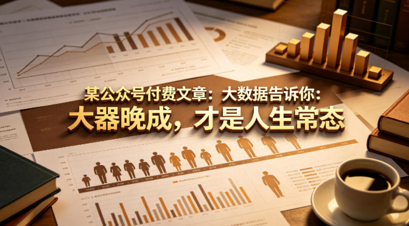 某公众号付费文章：大数据告诉你：大器晚成，才是人生常态米创网-专注分享副业落地实操课程 – 全网首发_高质量项目输出远创网