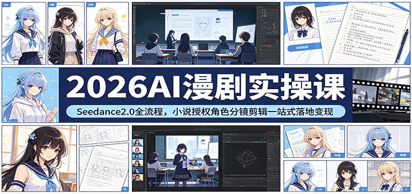 2026AI漫剧实操课：Seedance2.0全流程，小说授权角色分镜剪辑一站式落地变现米创网-专注分享副业落地实操课程 – 全网首发_高质量项目输出远创网