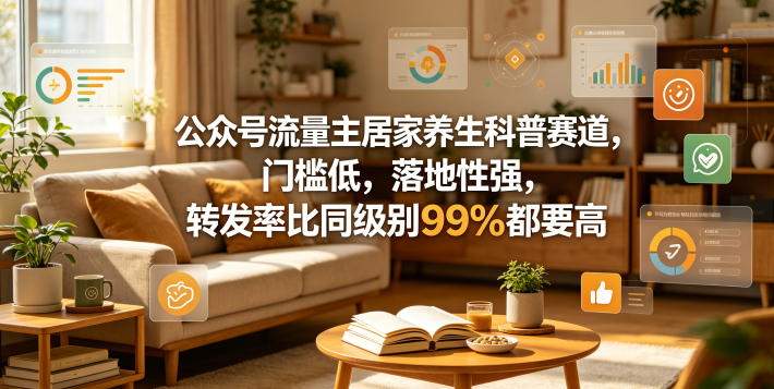 公众号流量主居家养生科普赛道，门槛低，落地性强，转发率比同级别99％都要高米创网-专注分享副业落地实操课程 – 全网首发_高质量项目输出远创网