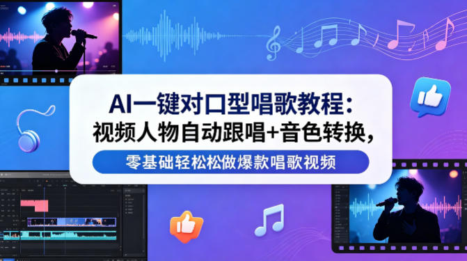 AI一键对口型唱歌教程：视频人物自动跟唱+音色转换，零基础轻松做爆款唱歌视频米创网-专注分享副业落地实操课程 – 全网首发_高质量项目输出远创网