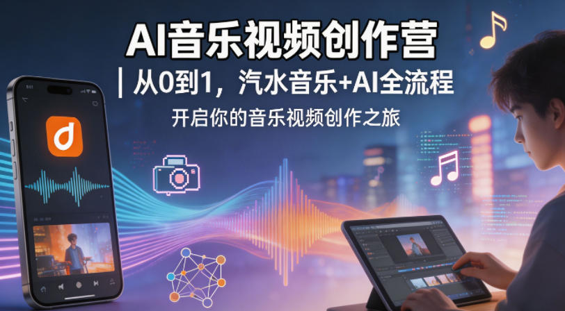 AI音乐视频创作营｜从0到1，汽水音乐+AI全流程，开启你的音乐视频创作之旅米创网-专注分享副业落地实操课程 – 全网首发_高质量项目输出远创网