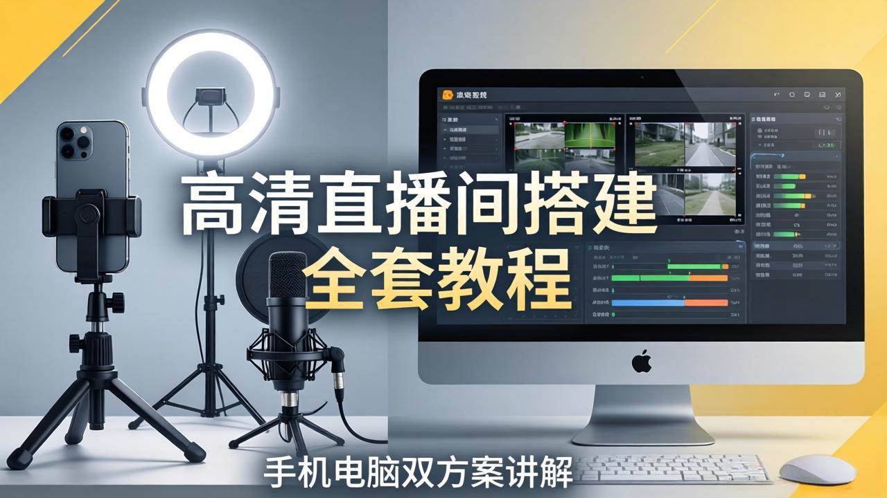 （18104期）高清直播间搭建全套教程，手机电脑双方案讲解，设备选型调试多机位实操教学米创网-专注分享副业落地实操课程 – 全网首发_高质量项目输出远创网