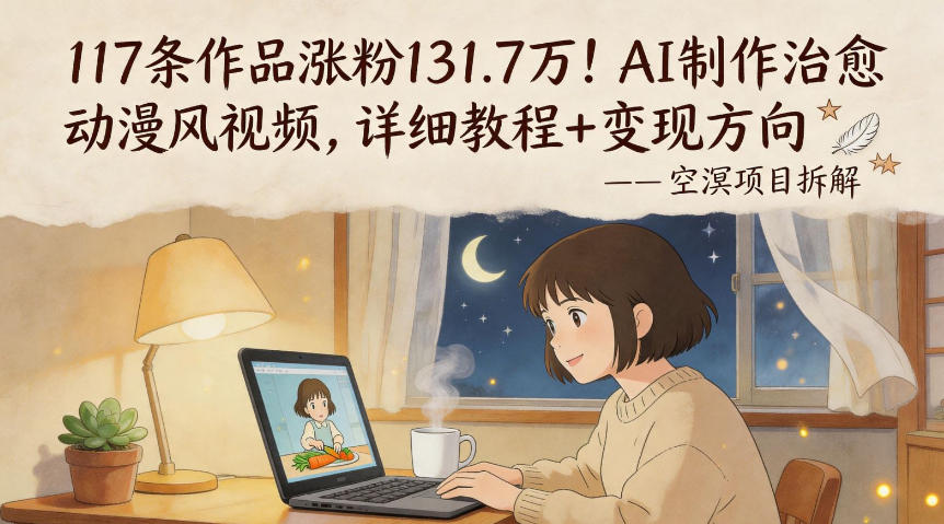 117条作品涨粉131.7W！AI制作治愈动漫风视频，详细教程+变现方向米创网-专注分享副业落地实操课程 – 全网首发_高质量项目输出远创网