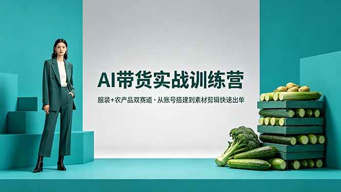 （18355期）AI带货实战训练营，服装+农产品双赛道，从账号搭建到素材剪辑快速出单米创网-专注分享副业落地实操课程 – 全网首发_高质量项目输出远创网