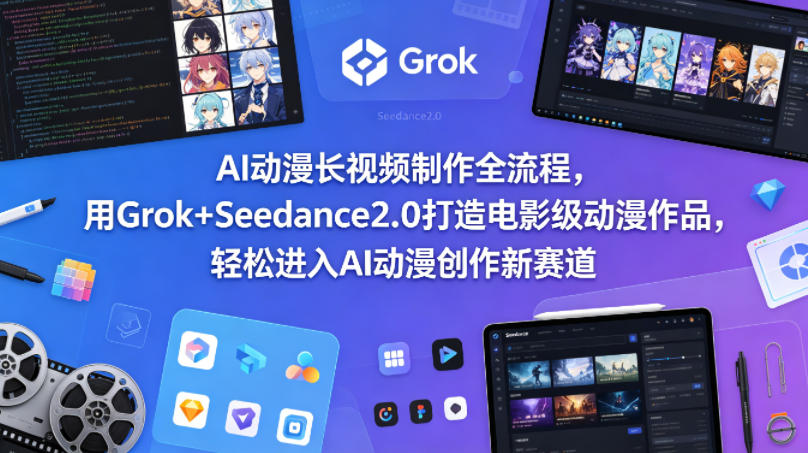 AI动漫长视频制作全流程，用Grok+Seedance2.0打造电影级动漫作品，轻松进入AI动漫创作新赛道米创网-专注分享副业落地实操课程 – 全网首发_高质量项目输出远创网
