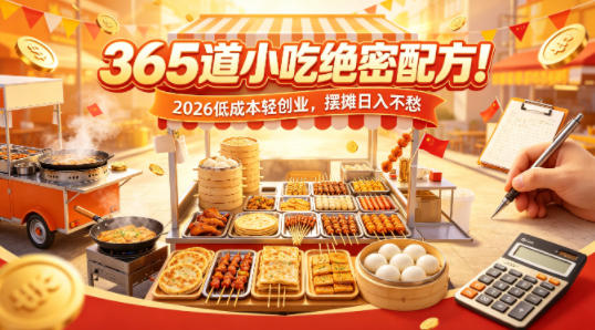 365道小吃绝密配方！2026低成本轻创业，摆摊日入不愁米创网-专注分享副业落地实操课程 – 全网首发_高质量项目输出远创网