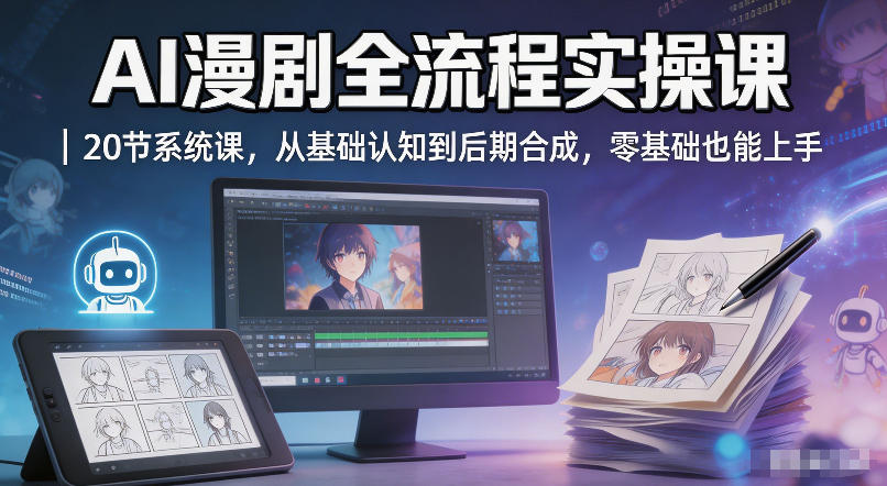 AI漫剧全流程实操课｜20节系统课，从基础认知到后期合成，零基础也能上手米创网-专注分享副业落地实操课程 – 全网首发_高质量项目输出远创网