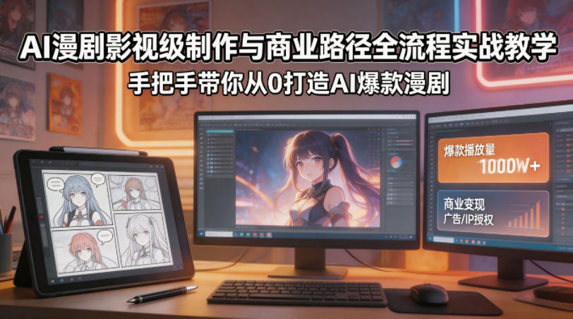 AI漫剧影视级制作与商业路径全流程实战教学，手带你从0打造AI爆款漫剧米创网-专注分享副业落地实操课程 – 全网首发_高质量项目输出远创网
