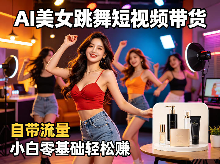 AI美女跳舞短视频带货：自带流量，小白零基础轻松賺，详细拆解米创网-专注分享副业落地实操课程 – 全网首发_高质量项目输出远创网
