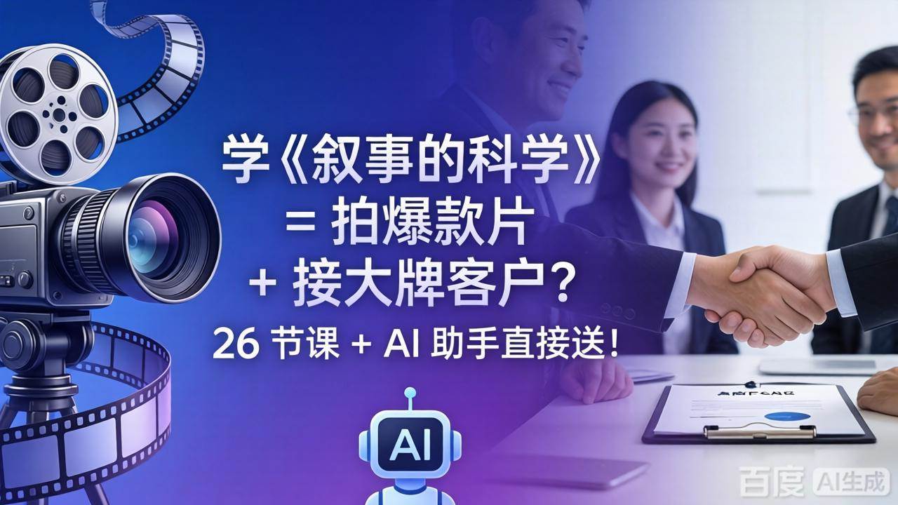 （18302期）学《叙事的科学》= 拍爆款片 + 接大牌客户？26 节课 + AI 助手直接送！米创网-专注分享副业落地实操课程 – 全网首发_高质量项目输出远创网