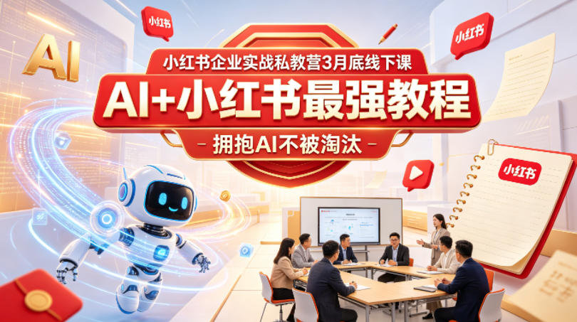 小红书企业实战私教营3月底线下课，AI+小红书最强教程，拥抱AI不被淘汰米创网-专注分享副业落地实操课程 – 全网首发_高质量项目输出远创网