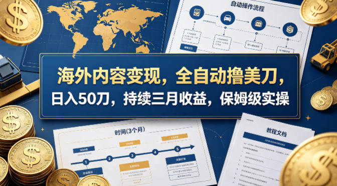 海外内容变现，全自动撸美刀，日入50刀，持续三月收益，保姆级实操【揭秘】米创网-专注分享副业落地实操课程 – 全网首发_高质量项目输出远创网