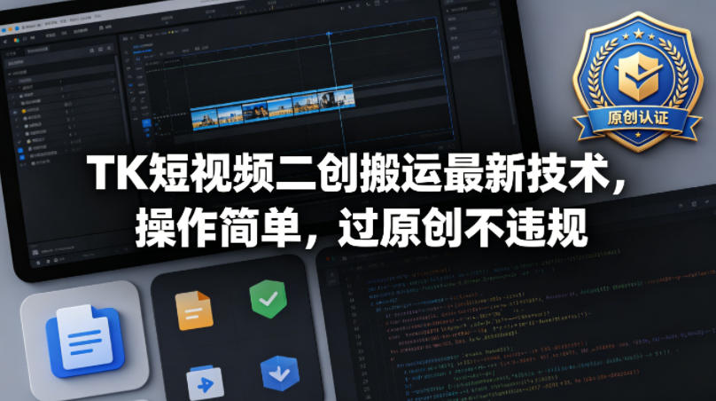 TK短视频二创搬运最新技术，操作简单，过原创不违规米创网-专注分享副业落地实操课程 – 全网首发_高质量项目输出远创网