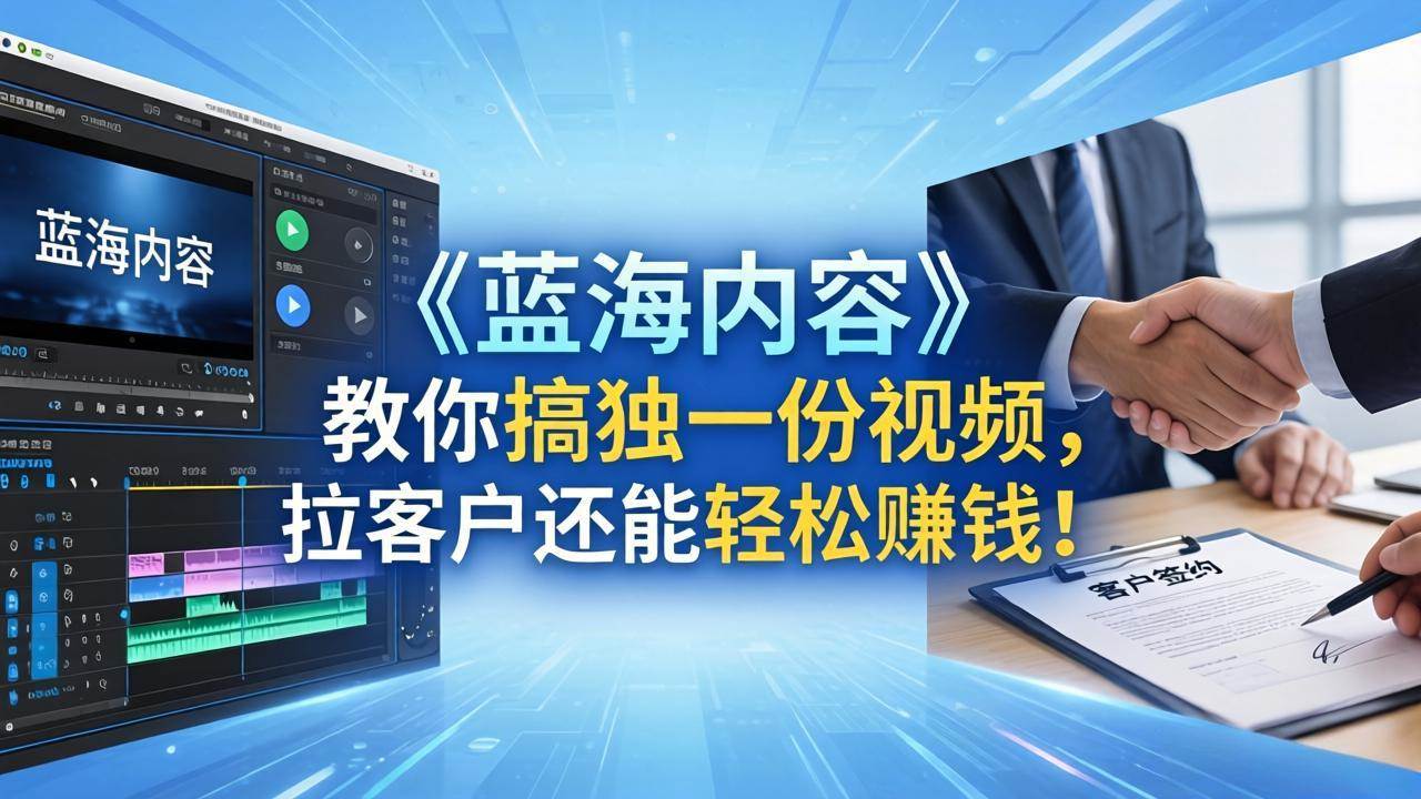 （18301期）做视频卷不动了？《蓝海内容》教你搞独一份视频，拉客户还能轻松赚钱！米创网-专注分享副业落地实操课程 – 全网首发_高质量项目输出远创网