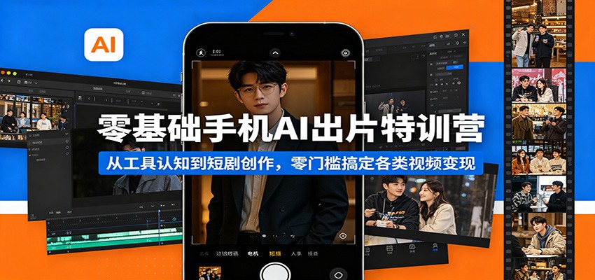 零基础手机AI出片特训营：从工具认知到短剧创作，零门槛搞定各类视频变现米创网-专注分享副业落地实操课程 – 全网首发_高质量项目输出远创网